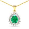 Image 1 : 14KT Yellow Gold 2.85ctw Zambian Emerald and Diamond Pendant