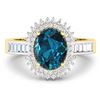 Image 3 : 14KT Yellow Gold 1.9ctw London Blue Topaz and Diamond Ring