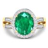 Image 3 : 14KT Yellow Gold 3.14ctw Zambian Emerald and Diamond Ring
