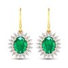 Image 1 : 14KT Yellow Gold 3.06ctw Zambian Emerald and Diamond Earrings