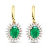 Image 3 : 14KT Yellow Gold 3.06ctw Zambian Emerald and Diamond Earrings