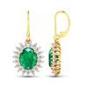 Image 4 : 14KT Yellow Gold 3.06ctw Zambian Emerald and Diamond Earrings