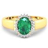 Image 2 : 14KT Yellow Gold 1ct Zambian Emerald and Diamond Ring