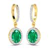 Image 2 : 14KT Yellow Gold 2ctw Zambian Emerald and Diamond Earrings