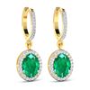 Image 3 : 14KT Yellow Gold 2ctw Zambian Emerald and Diamond Earrings