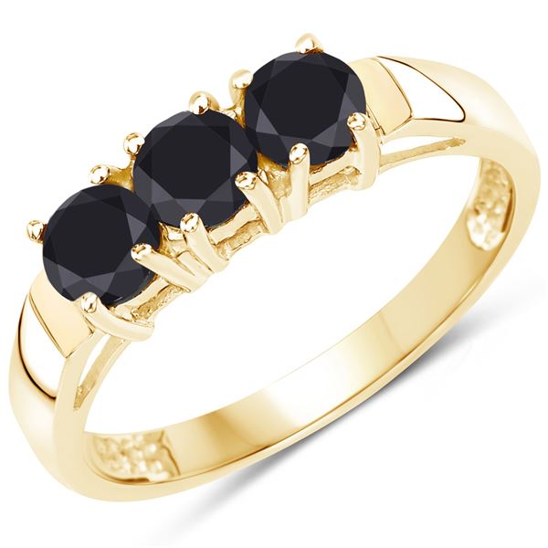 Plated 14KT Yellow Gold 0.99ctw Black Diamond Ring