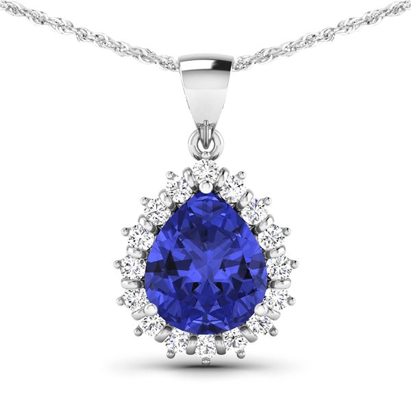14KT White Gold 3.25ctw Tanzanite and Diamond Pendant