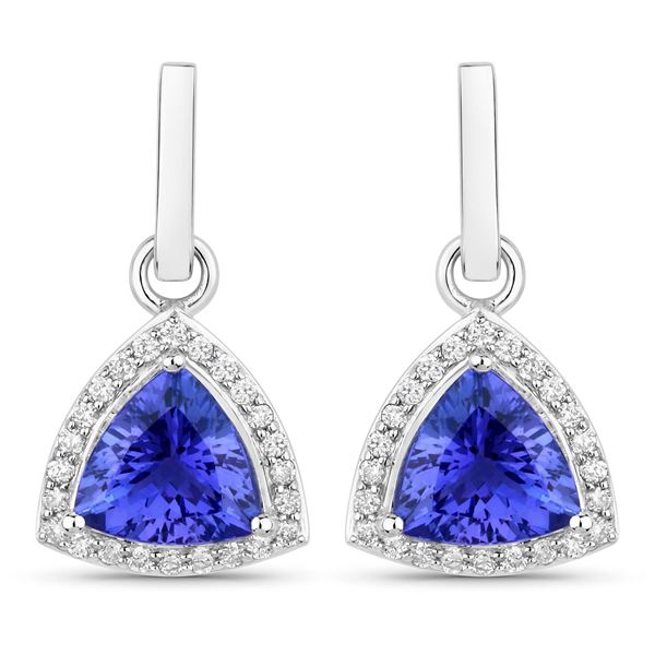 14KT White Gold 3.86ctw Tanzanite and White Diamond Earrings