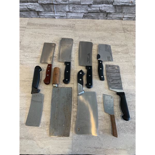 Lot of 9 Assorted Meat Cleavers