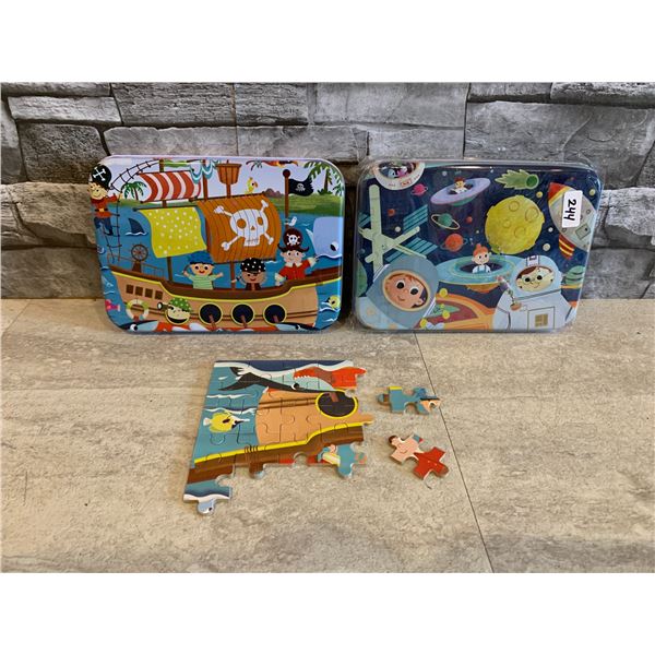 Lot of 2 x 120 pc Puzzles in Metal Tins