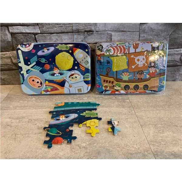 Lot of 2 x 120 pc Puzzles in Metal Tins