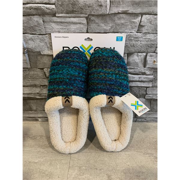Roxoni Memory Foam Slippers Size 9-10 Blue