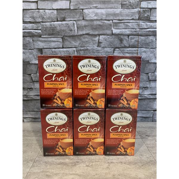 Lot of 6 Twinnings Chai Pumpkin Spice Black Tea 20 Per Pack