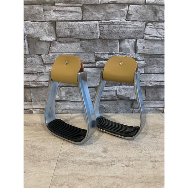 Horse Riding Stirrups - Horse Saddle Tack Overshoe Aluminum Cushioned Stirrups