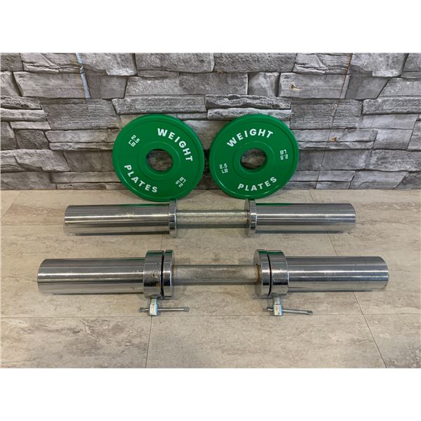 Chromed Olympics Dumbbell Handles with 2 Brand New 2.5lb weights