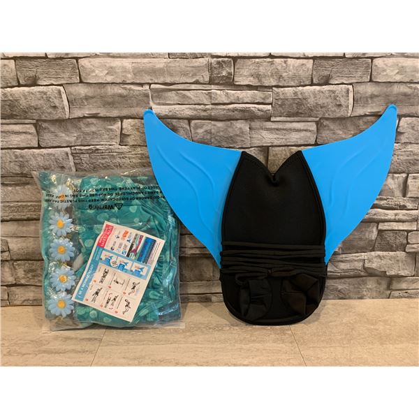 Girls Mermaid Swimsuit With Tail Fin - Size 9 - 10