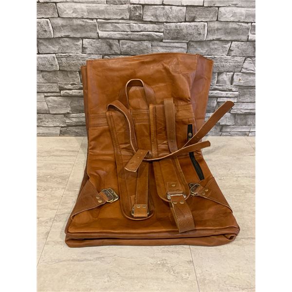 Roll Top Leather Backpack for Men & Women - Laptop Bag - Brown