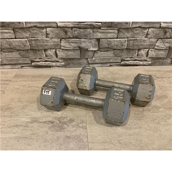Lot of 2 15lb Cast Iron Dumbbells