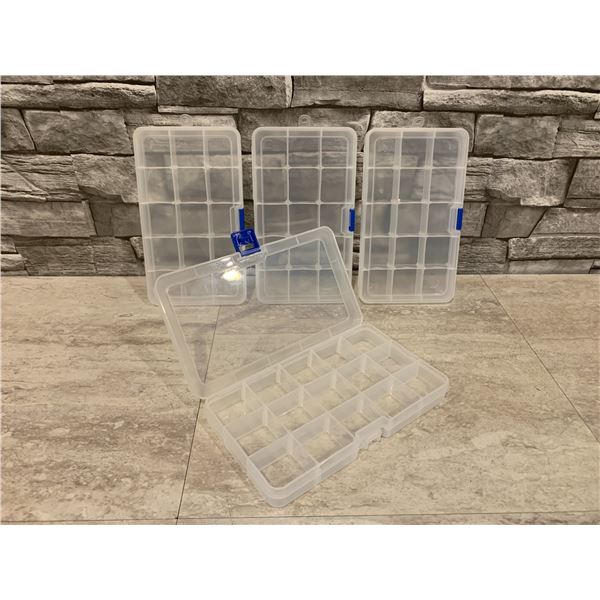 Lot of 4 Plastic Organizer Container Storage Boxes - Adjustable