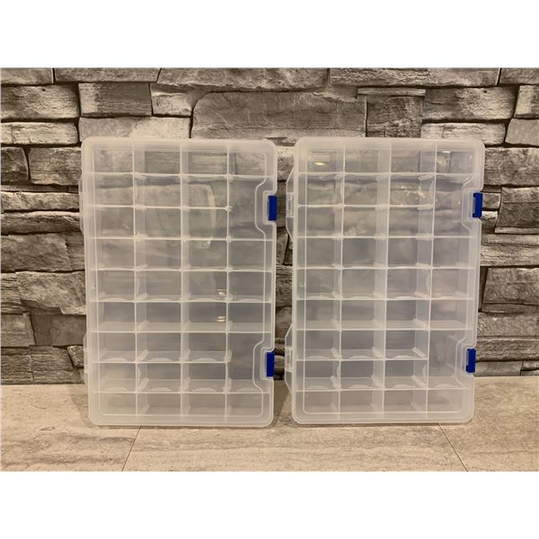 Lot of 2 Plastic Organizer Container Storage Boxes - Adjustable
