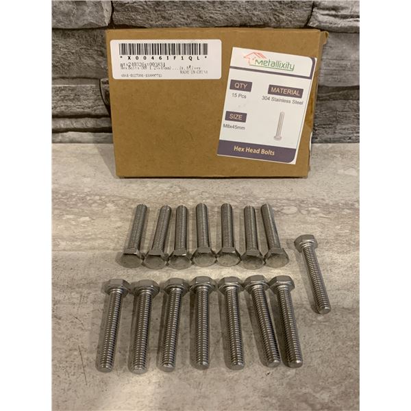 Hex Bolts 15 Pcs 304 Stainless Steel Size M8X45mm