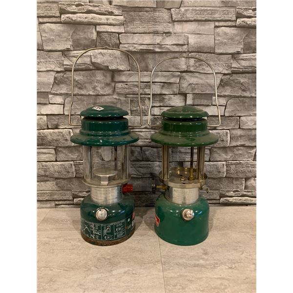 Lot of 2 Coleman Gas Lanterns One With No Glass