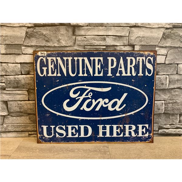 Ford Genuine Parts Used Here Metal Sign