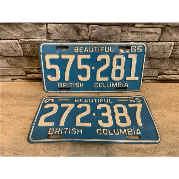 Lot of 2 1965 British Columbia License Plates