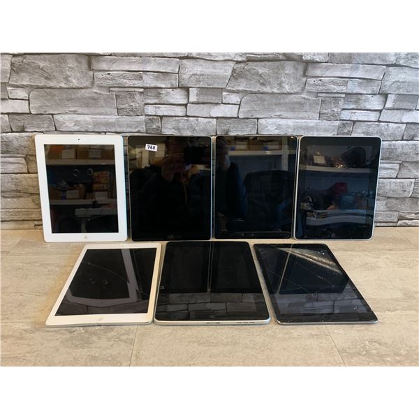 Lot of 7 Assorted Older Ipads - See Pictures - Untested