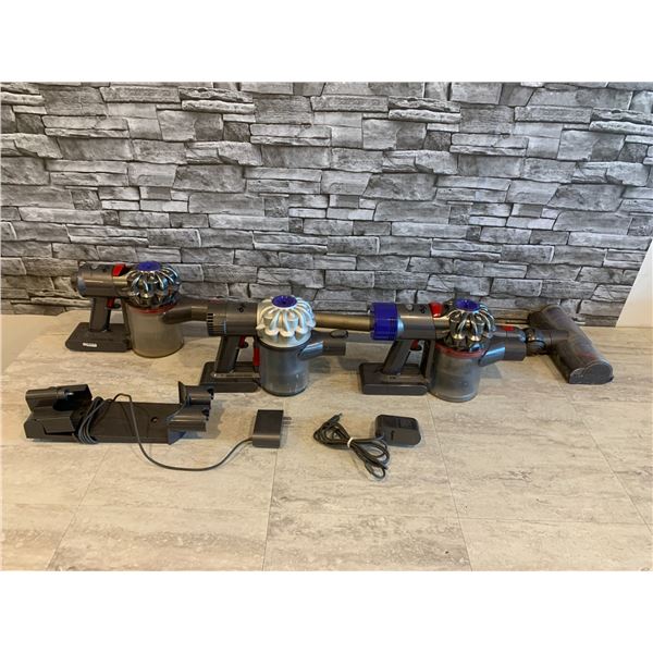 Lot of 3 Dyson Vacuums w/ 2 Original Chargers - One Turns On/ Works