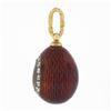 Image 5 : Russian 14k Gold & Silver Clear Stone Red Enamel Textured Egg Charm Pendant