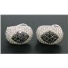 18k Solid White Gold 3.60 ctw White & Black Diamond Drenched Dome Button Earring