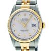Rolex Mens Two Tone Silver Diamond Datejust Wristwatch 36MM