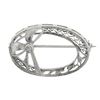 Antique Art Deco 14k White Gold Diamond Filigree Oval Wreath w/ Bow Brooch Pin