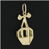 Vintage 18K Yellow Gold Polished Functional Lift Seat Top Wheels Charm Pendant