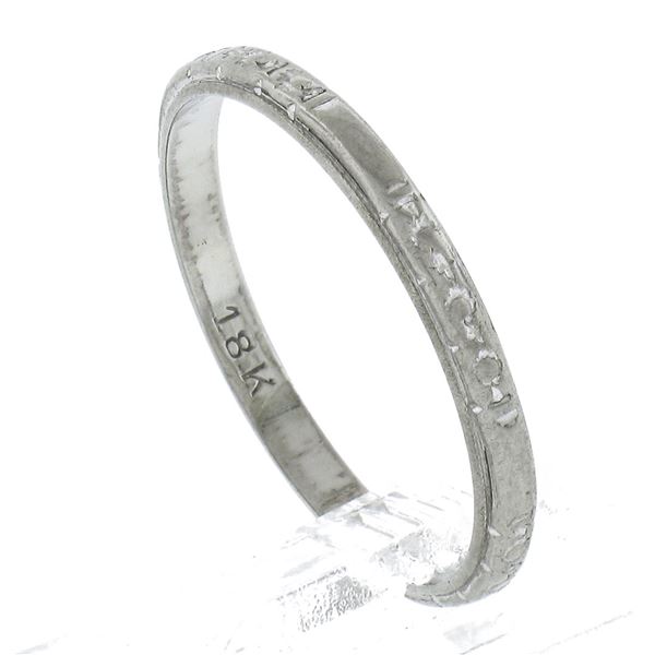 Antique 18K Gold 2.1mm Textured w/ Polished Sections Eternity Stack Band Rin