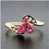 Image 2 : Antique Victorian 14k Gold GIA NO HEAT Pink Spinel Cluster & Diamond Bypass Ring