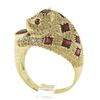 Image 8 : 14k Yellow Gold 1.60 ctw Ruby & Diamond 3D Textured Spotted Leopard Cocktail Rin