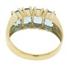 Image 2 : Solid 14K Yellow Gold 3 ctw Prong Set Emerald Cut Blue Topaz Stackable Band Ring