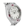Image 3 : Rolex Ladies Stainless Steel Quickset Silver Index Dial Diamond And Ruby Bezel D