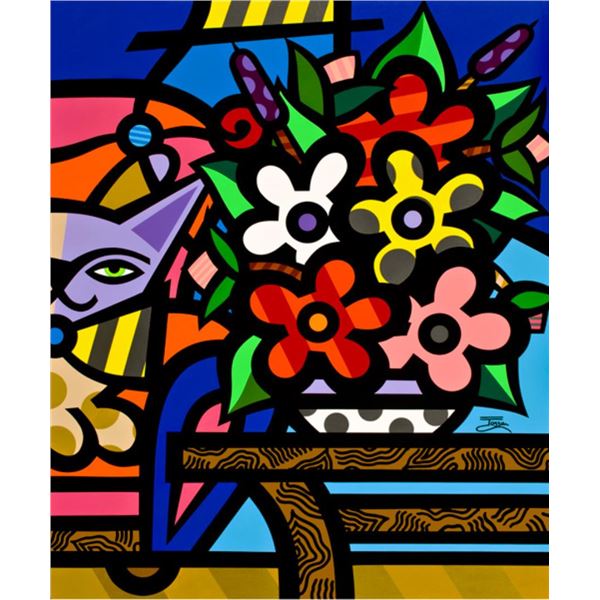 CAT WITH FLOWERS by Jozza