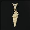 Image 2 : 14k Gold Detailed Textured 3D Shell Charm Pendant w/ 0.04 ctw Diamond on Bail