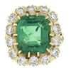 Image 4 : VERY FINE 18k Gold 14.3 ctw AGL Colombian Emerald & Diamond Halo Cocktail Ring