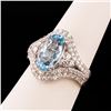 Image 3 : 3.37 ctw Aquamarine and 1.21 ctw Diamond Platinum Ring