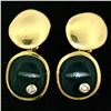 Image 4 : Manfredi 18k Yellow Gold Cabochon Green Chrysoprase & Diamond Men's Cuff Links