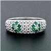 Image 2 : Fancy 18K White Gold 0.68 ctw Emerald Diamond Dome Bombe Flower Cluster Band Rin