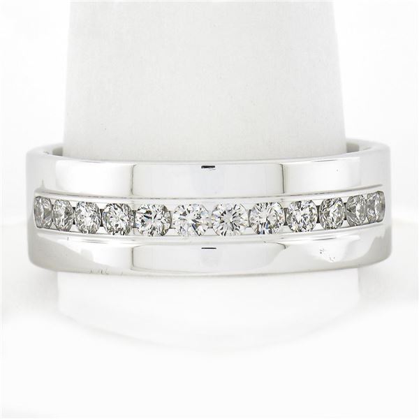 Men's 14K White Gold 0.60 ctw Round Brilliant Cut Channel Set Diamond Band Ring