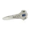 Image 6 : Antique Art Deco 18k Gold .40 ctw Old Diamond & French Sapphire Hand Engraved Ri