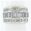 Image 9 : Platinum 3 Row 4 ctw Channel Set Straight Baguette Diamond 13.2mm Wide Band Ring