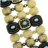 Image 3 : Vintage 18k Yellow Gold Turquoise & Black Enamel Work 1.9mm Wide 3 Row Bracelet